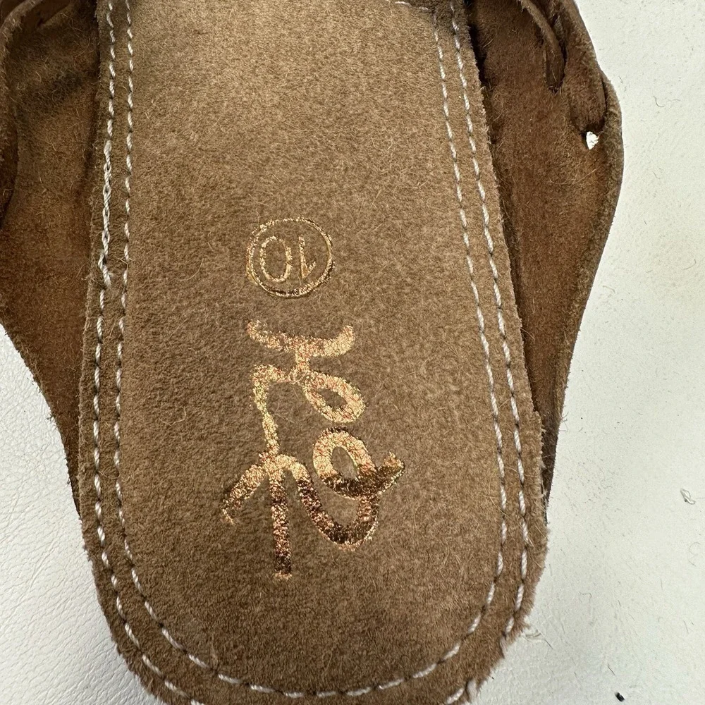 Desi Hangover slide shoes loafers Perforated brown leather men's size 10